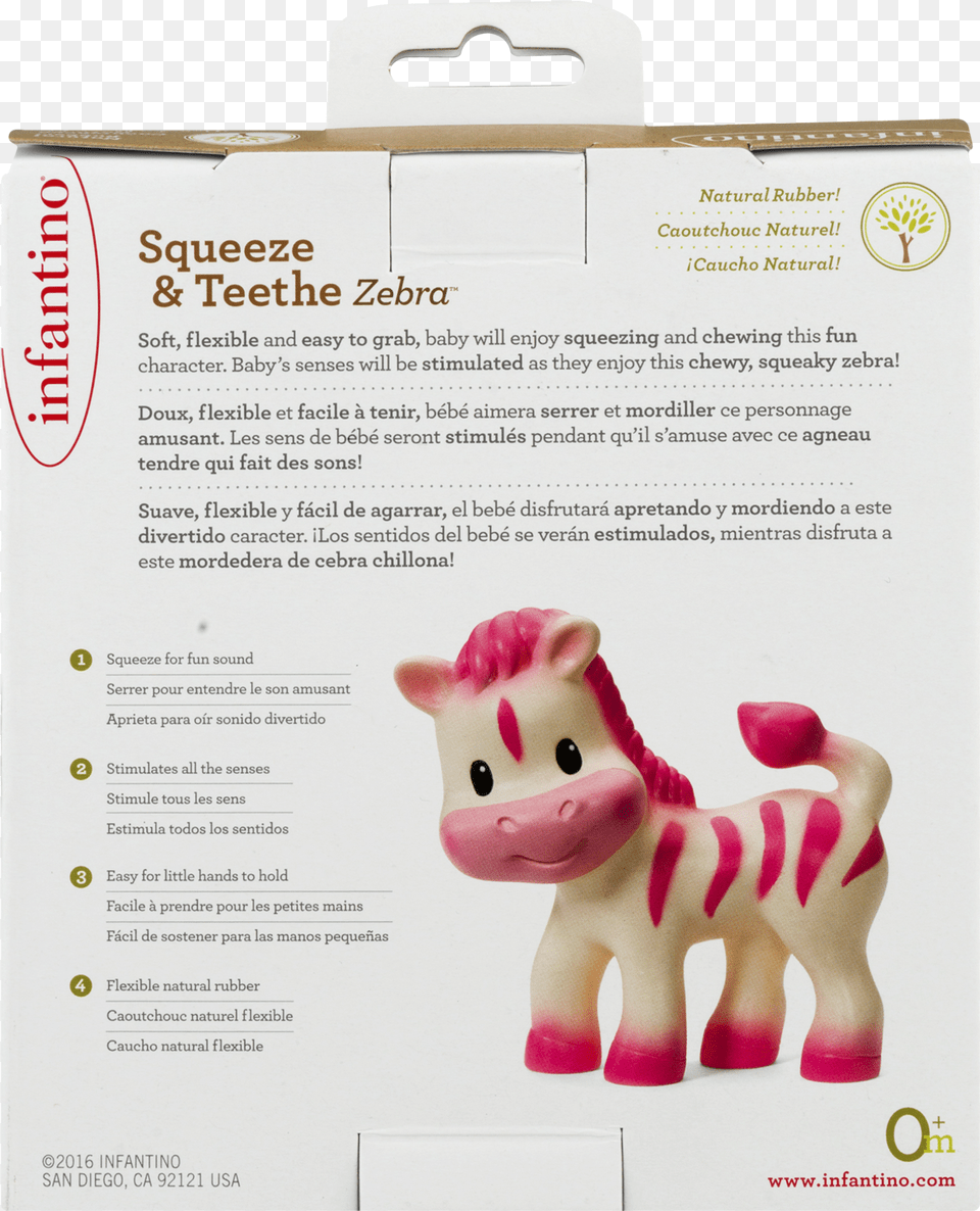 Infantino Teether Toy Squeeze And Teethe Zebra, Advertisement, Text, Poster, Page Png Image