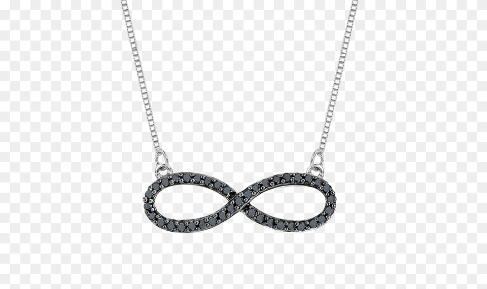 Infinity Black Diamond Infinity Pendant With Chain In White, Accessories, Jewelry, Necklace, Gemstone Png