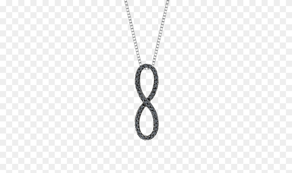 Infinity Black Diamond Pendant With Chain In White Gold, Accessories, Gemstone, Jewelry, Necklace Free Png