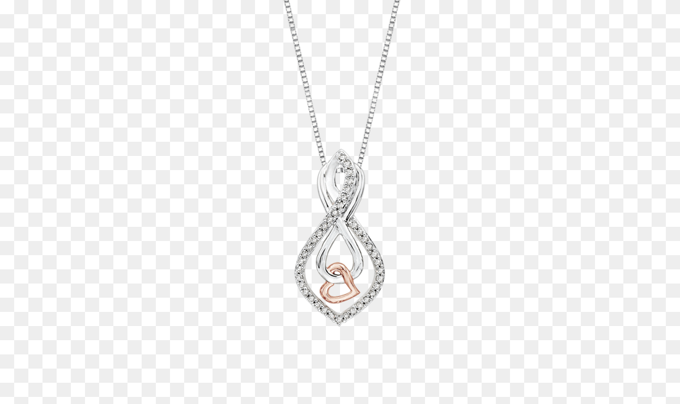 Infinity Diamond Heart Pendant With Chain In Two Tone Gold, Accessories, Jewelry, Necklace, Gemstone Png