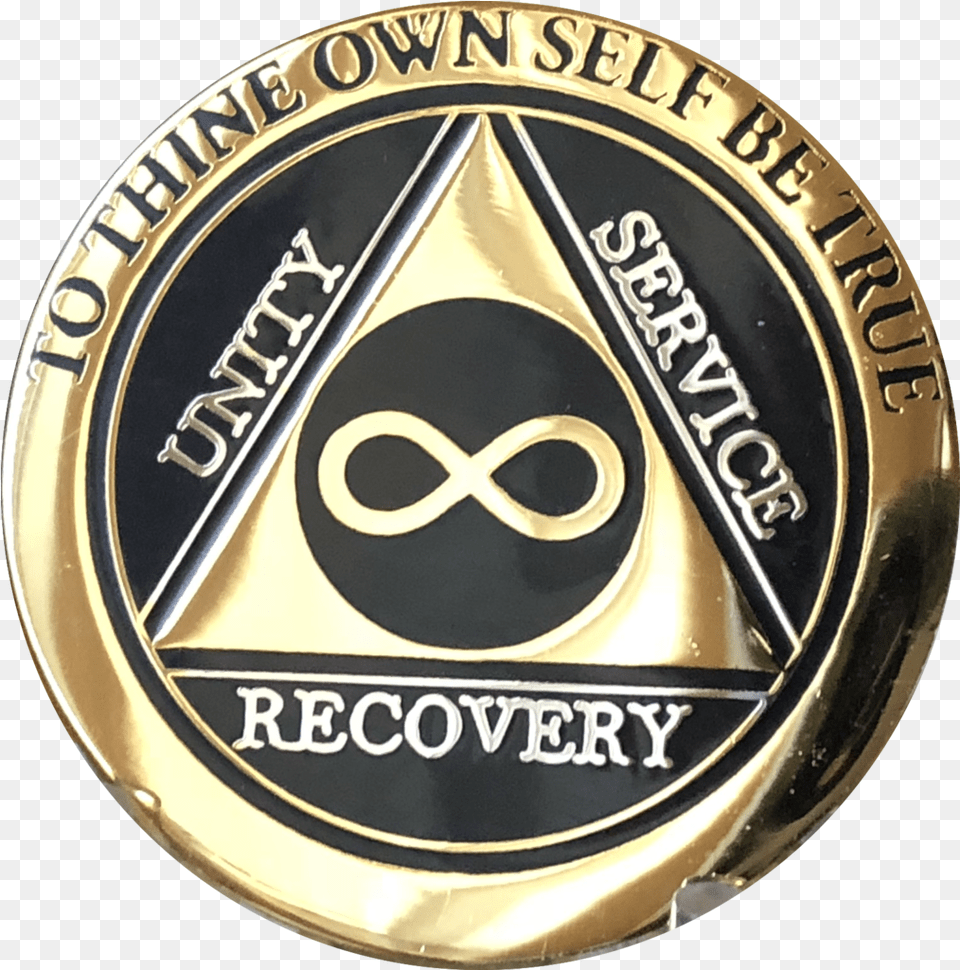 Infinity Eternal Aa Medallion Elegant Black Gold Alcoholics Anonymous Sobriety Chip Coin Solid, Badge, Logo, Symbol, Emblem Free Transparent Png
