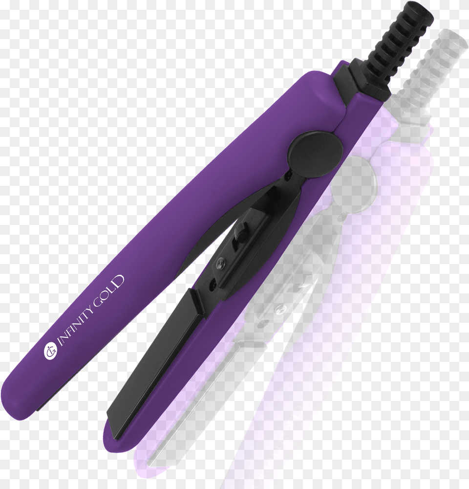 Infinity Gold Mini Flat Iron Purple Flat Iron, Blade, Razor, Weapon Png