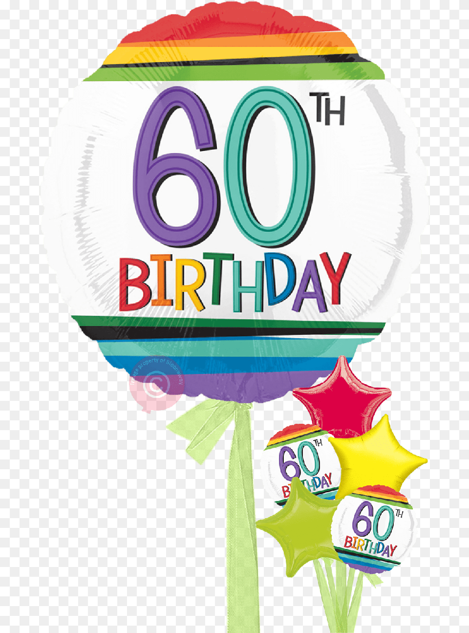 Inflated Num 60 Rainbow 60th Birthday Balloons 60th Balloon Cartoon, Text, Number, Symbol, Baby Png