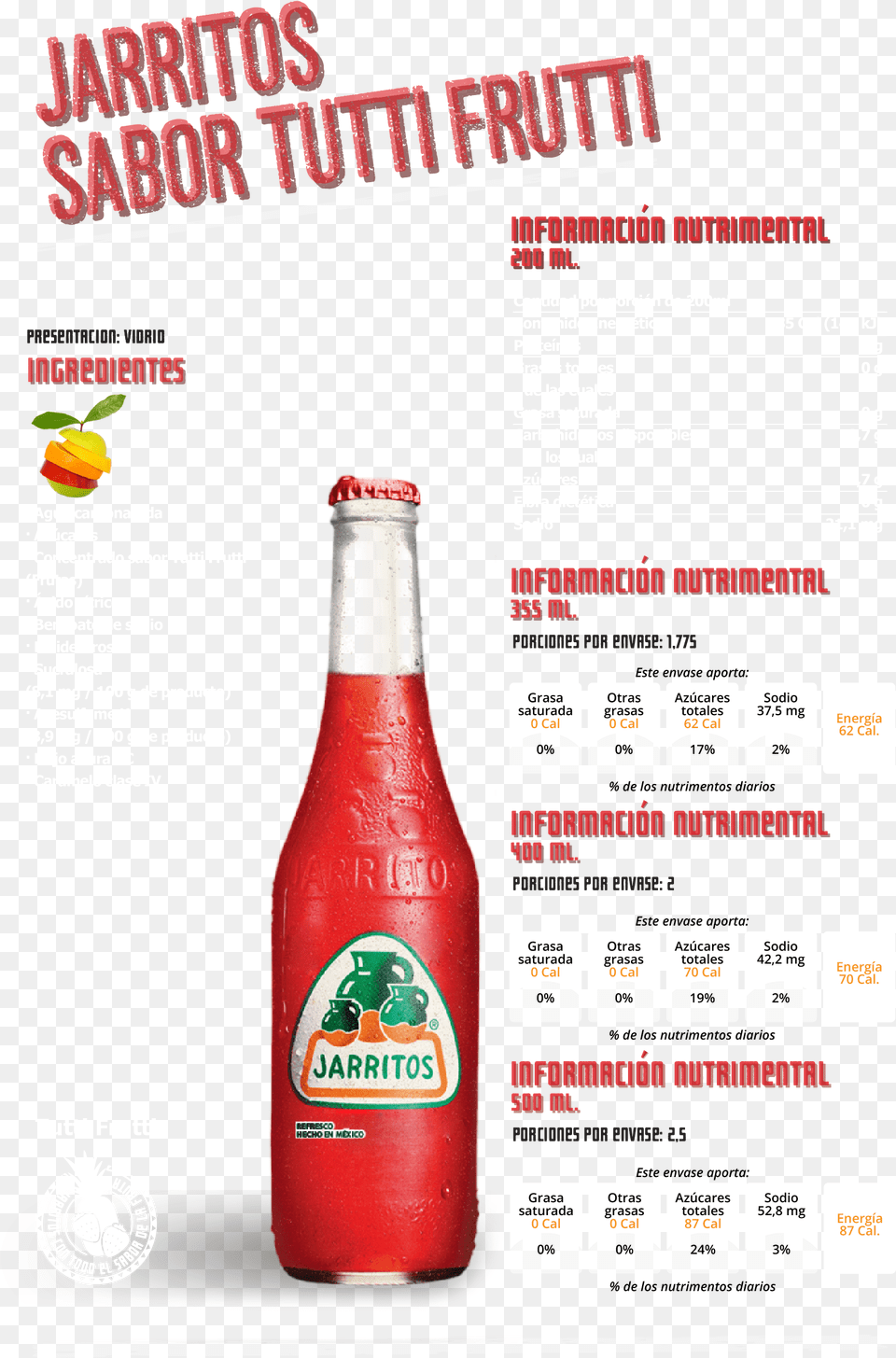 Informacin Nutrimental De Jarritos Jarritos, Food, Ketchup, Alcohol, Beer Free Transparent Png