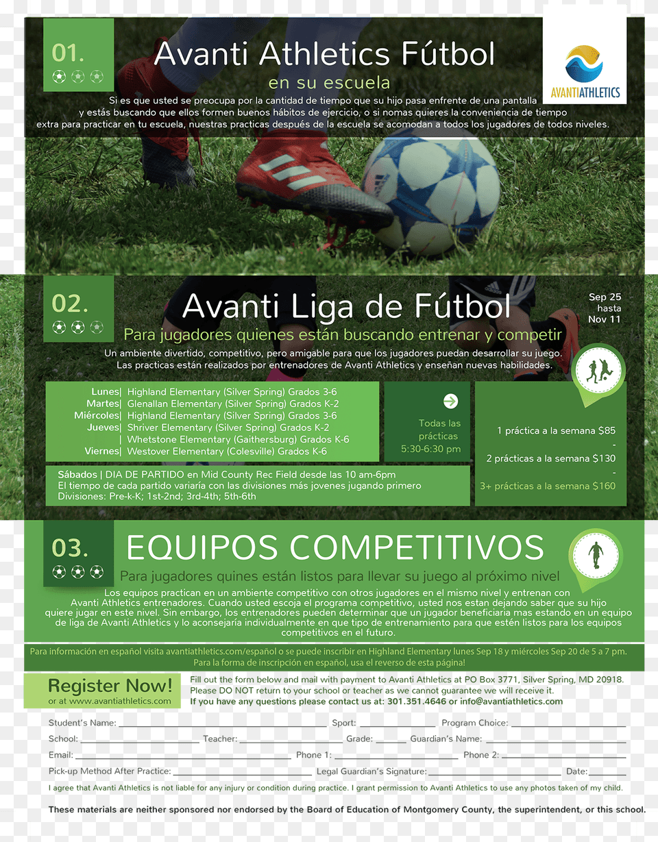 Informacin Para El Programa De Ftbol De Avanti Athletics Artificial Turf, Advertisement, Soccer Ball, Soccer, Poster Free Png