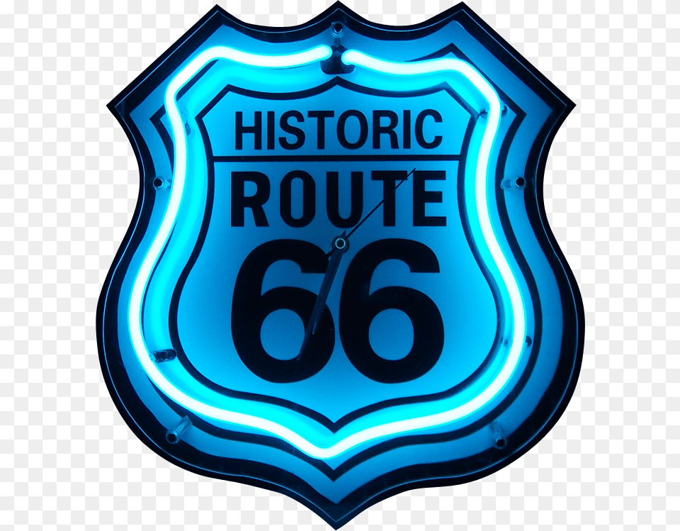Information Information Historic Route 66 Neon Clock, Light, Symbol Free Transparent Png