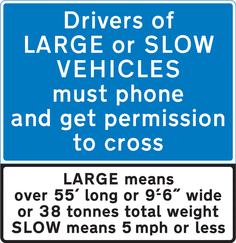 Information Sign For Very Large Vehicles To Phone Before Crossing Railway Clipart, Symbol, Text, Advertisement Free Transparent Png