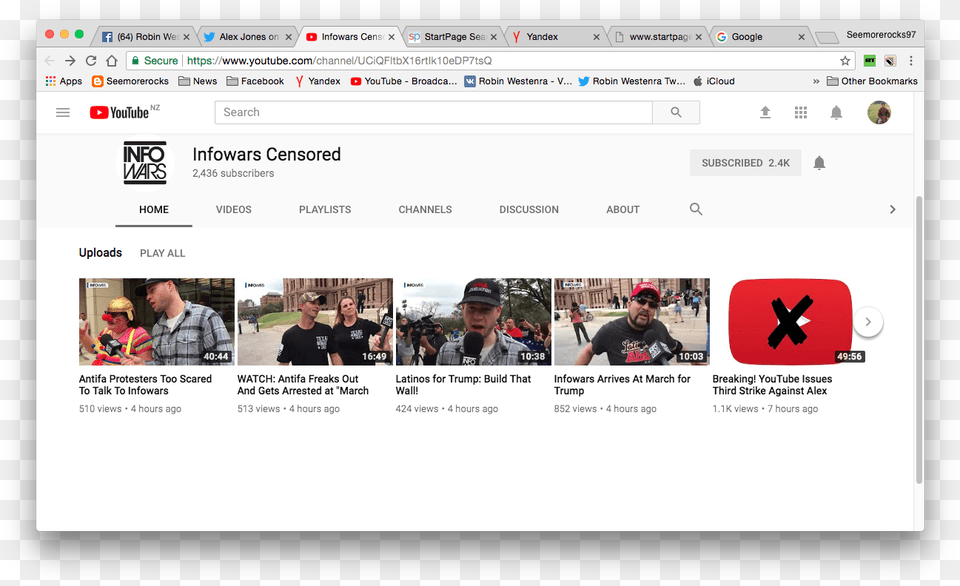 Infowars Has Set Up Another Alternative You Tube Channel Web Page, File, Webpage, Adult, Male Free Transparent Png