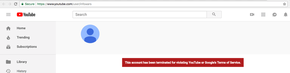 Infowars Youtube Takedown Notice Account Has Been Terminated For Violating, File, Webpage, Text Png