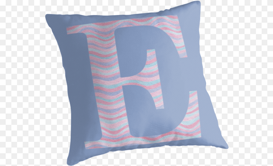 Initial E Rose Quartz And Serenity Pink Blue Wavy Lines Cushion, Home Decor, Pillow Png