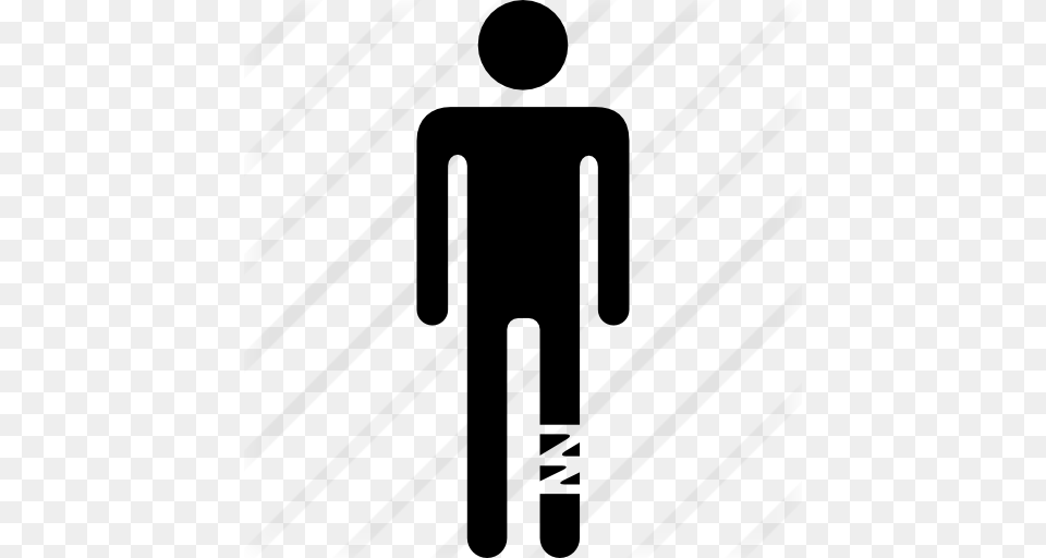 Injured Leg Of A Standing Man Silhouette, Gray Free Png Download