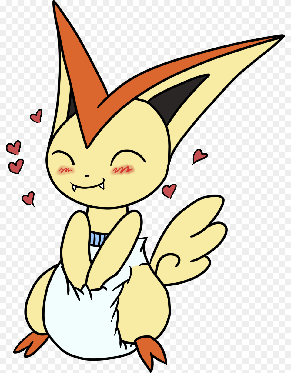 Ink By Mewzy148 Victini Loves Diapers Pokemon Victini In Diapers, Cartoon, Baby, Person, Face Png