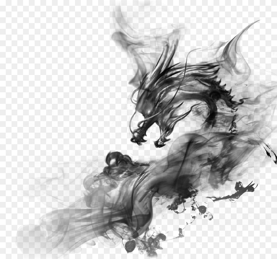 Ink Chinese Dragon Smoke Dragon, Baby, Person Png