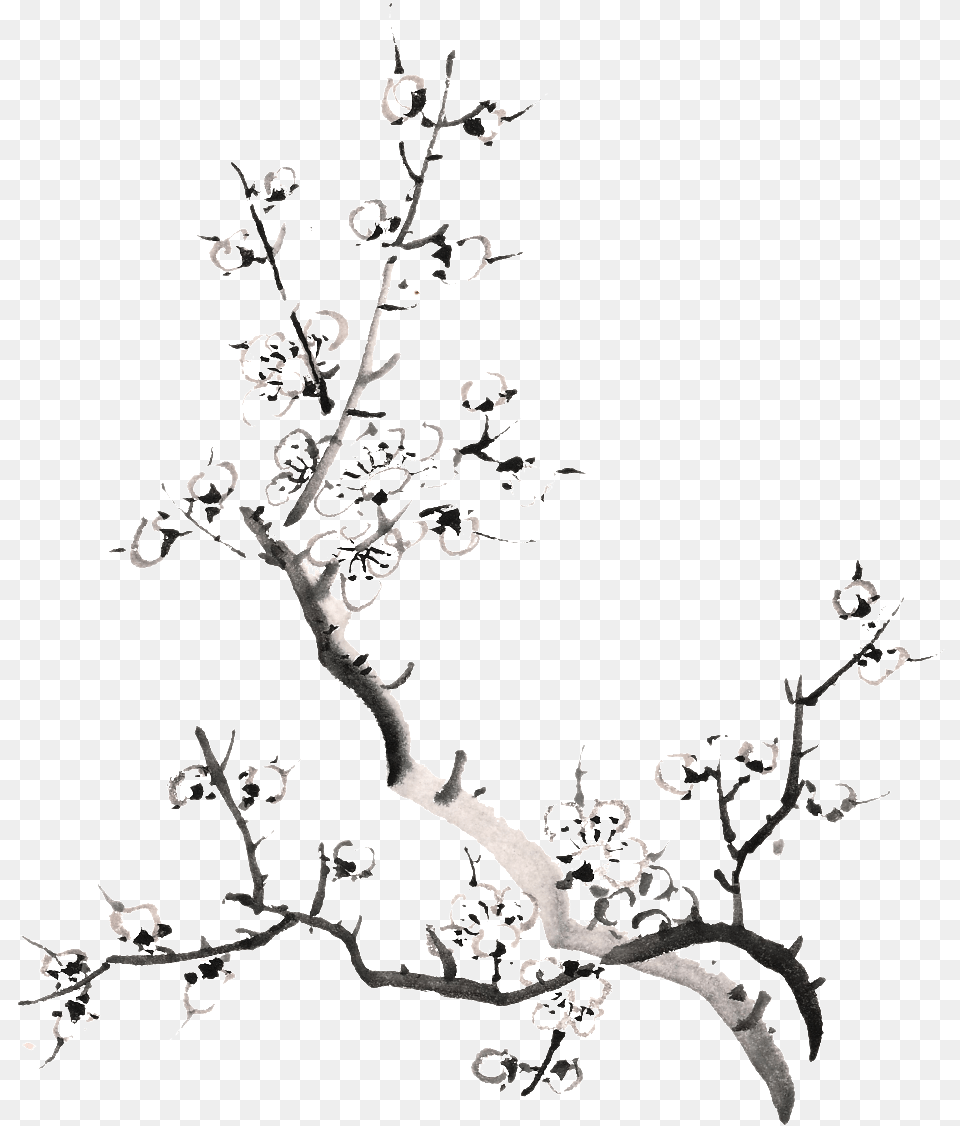 Ink Hand Painted Peach Tree Web Design, Art, Floral Design, Graphics, Pattern Free Transparent Png