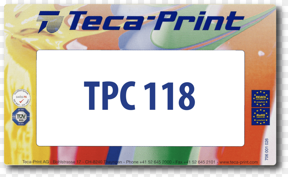 Ink I Tpc 118 Teca Print Tpc, License Plate, Text, Transportation, Vehicle Free Transparent Png
