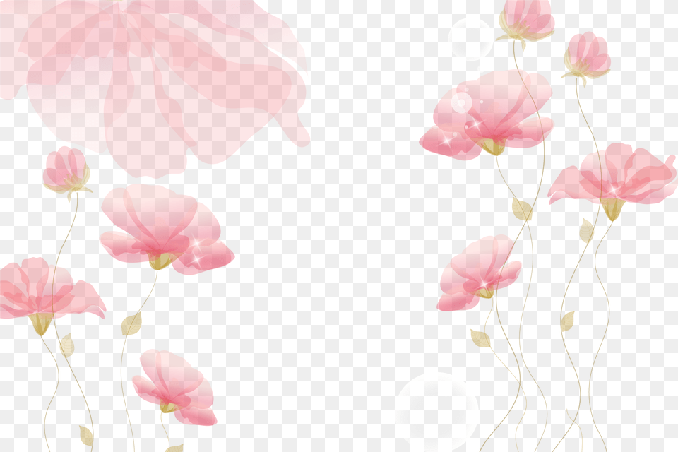 Ink Pink Flowers Background Background Pink Flower, Art, Graphics, Petal, Plant Free Png Download