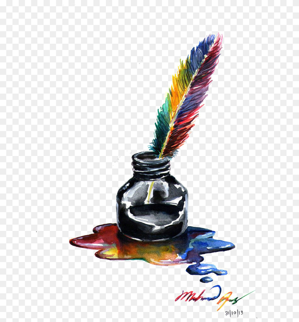 Ink Pot Hd Feather Ink Pot, Bottle, Ink Bottle, Person Free Transparent Png