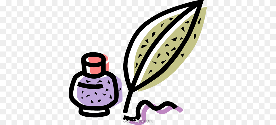 Ink Well And A Feather Pen Royalty Vector Clip Art, Bottle, Plant, Leaf, Herbal Free Png Download