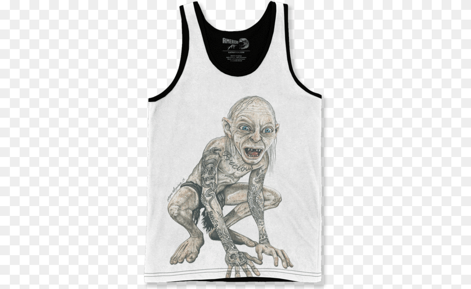 Inked Gollum Lord Of The Rings Tatyoo, Art, Clothing, Tank Top, Adult Png