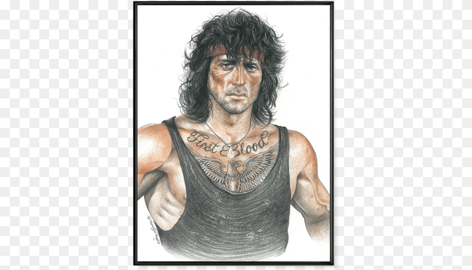 Inked Rambo Poster Poster, Tattoo, Skin, Person, Man Free Png Download