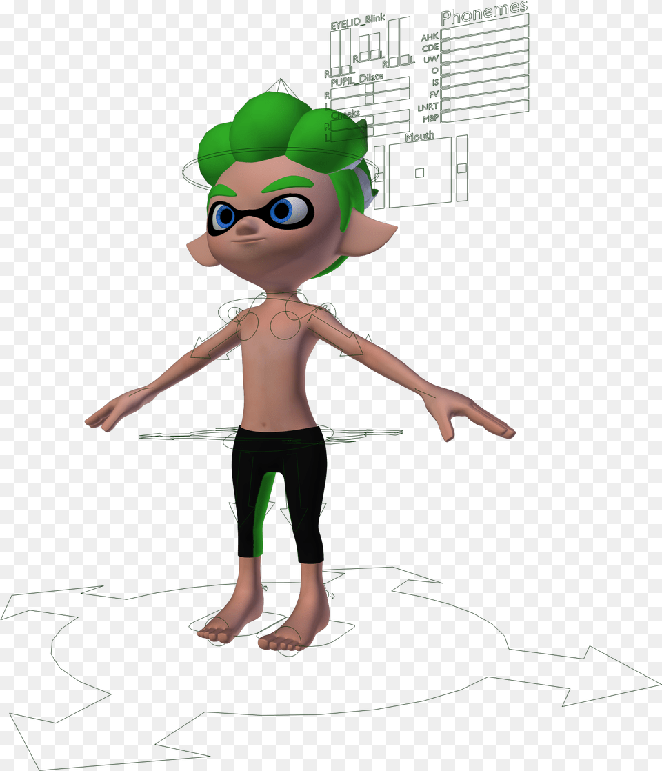 Inkling Boy And Octoling Boy 3d Model Rig From Splatoon Splatoon 2 Octoling Model, Cartoon, Person, Face, Head Png Image