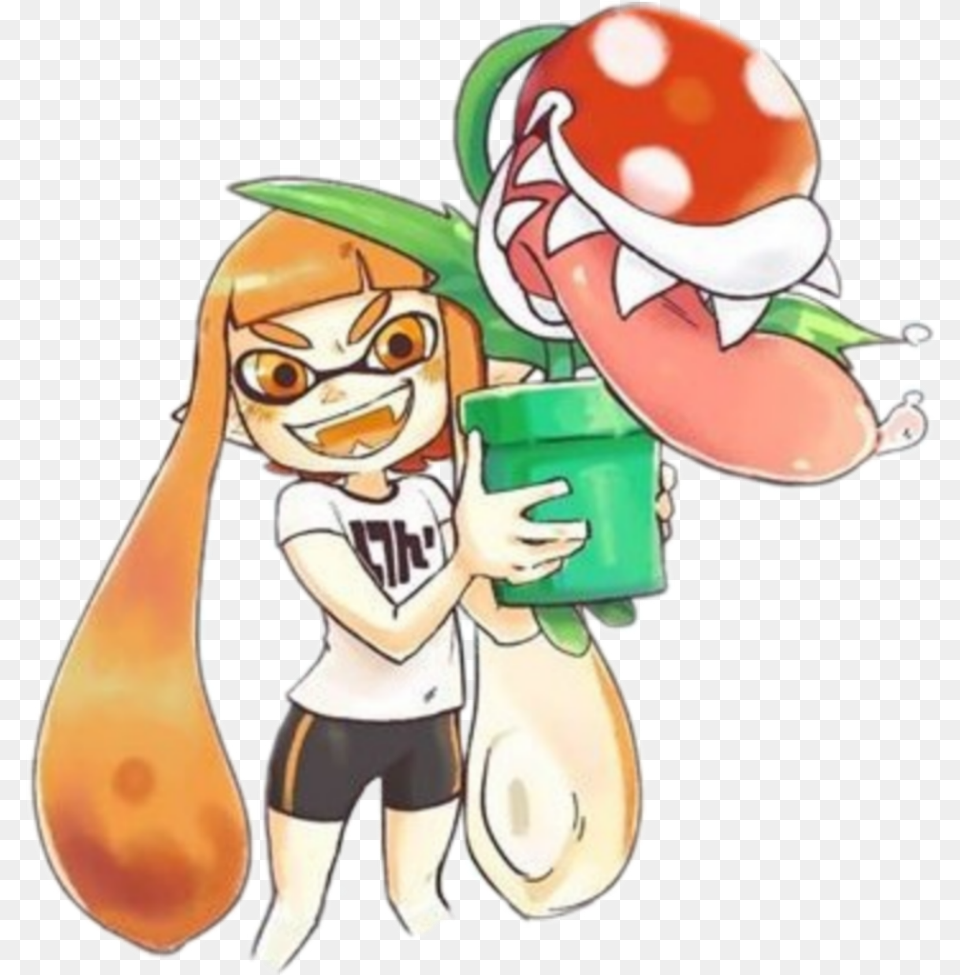 Inklinggirl Supermariobros Splatoon Piranhaplant Cartoon, Book, Comics, Publication, Baby Png