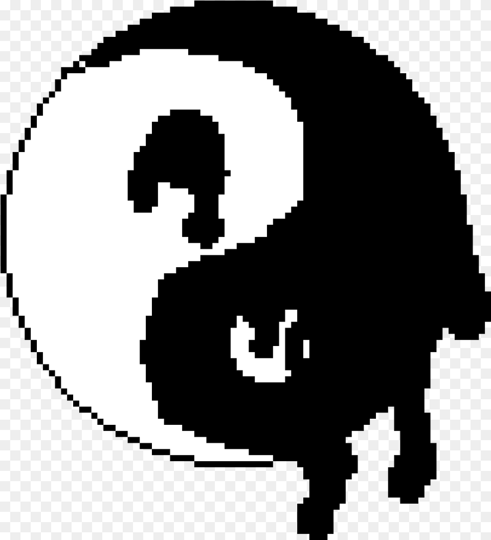 Inky Yin Yang Pixel Monokuma, Text, Symbol Png Image