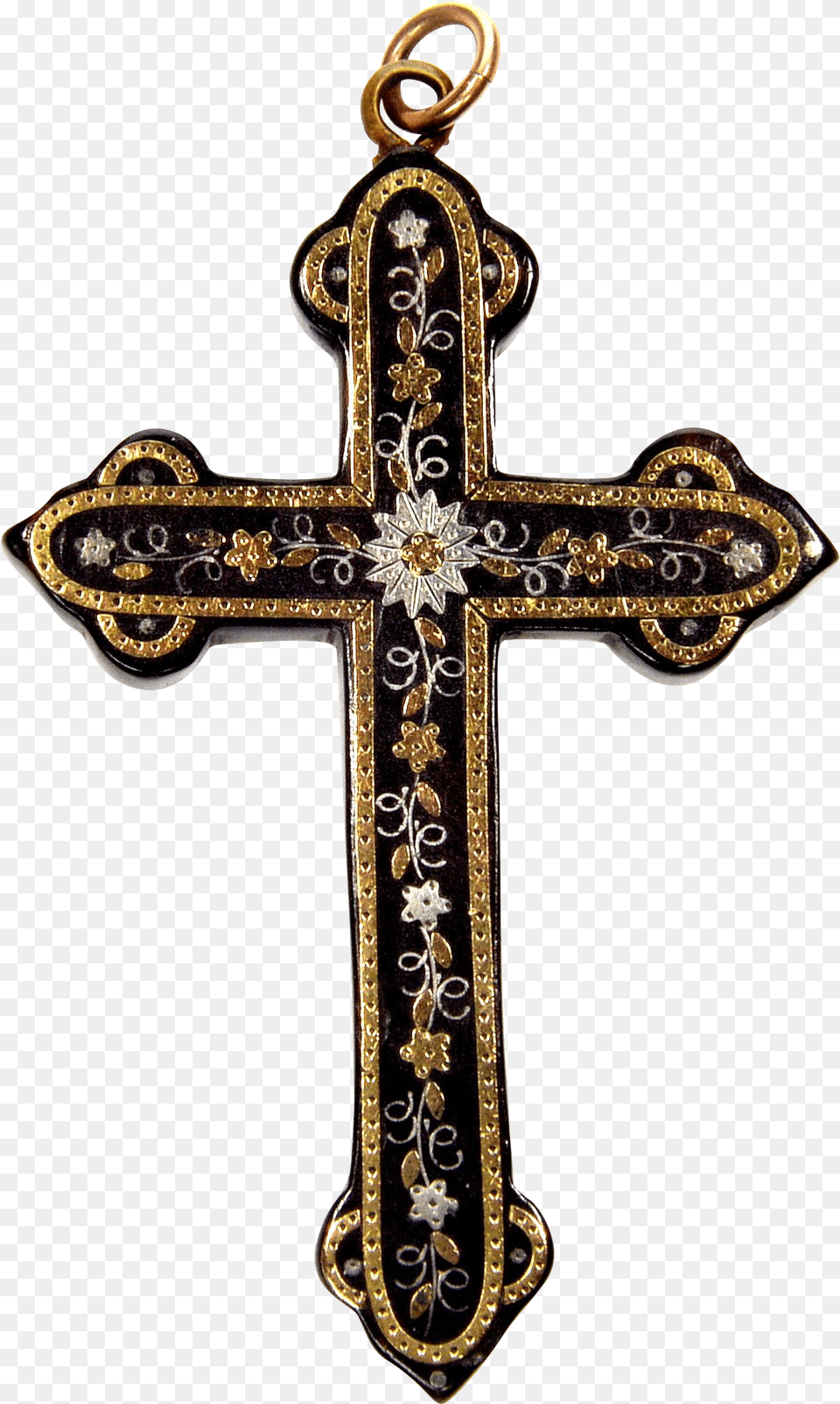 Inlaid Gold Silver Cross Pendant Ethiopian Orthodox Cross, Symbol, Crucifix, Accessories Png Image