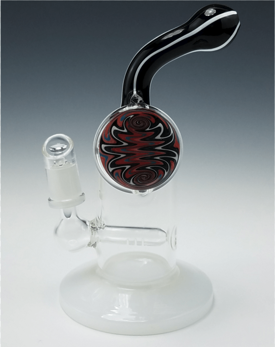 Inline Perc Wig Wag Dab Rig With Bent Neck By Mile Smoking Pipe, Sink, Sink Faucet, Smoke Pipe, Glass Free Png Download