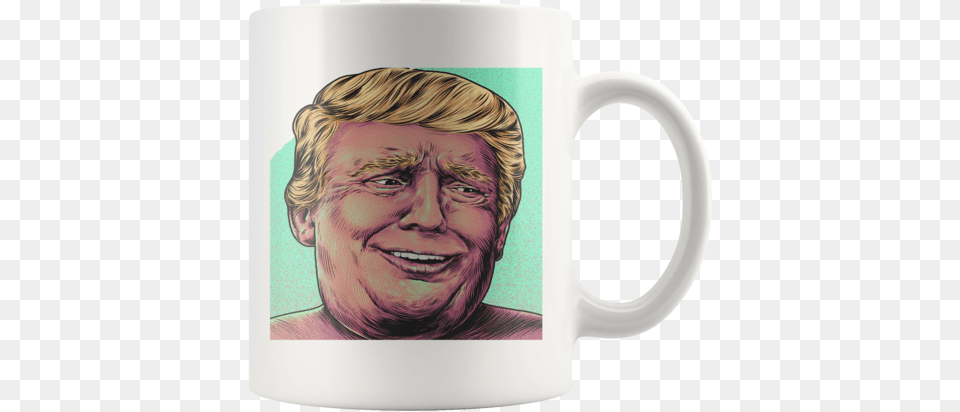 Innocent Trump Face Color Mug Mug, Cup, Adult, Male, Man Png Image