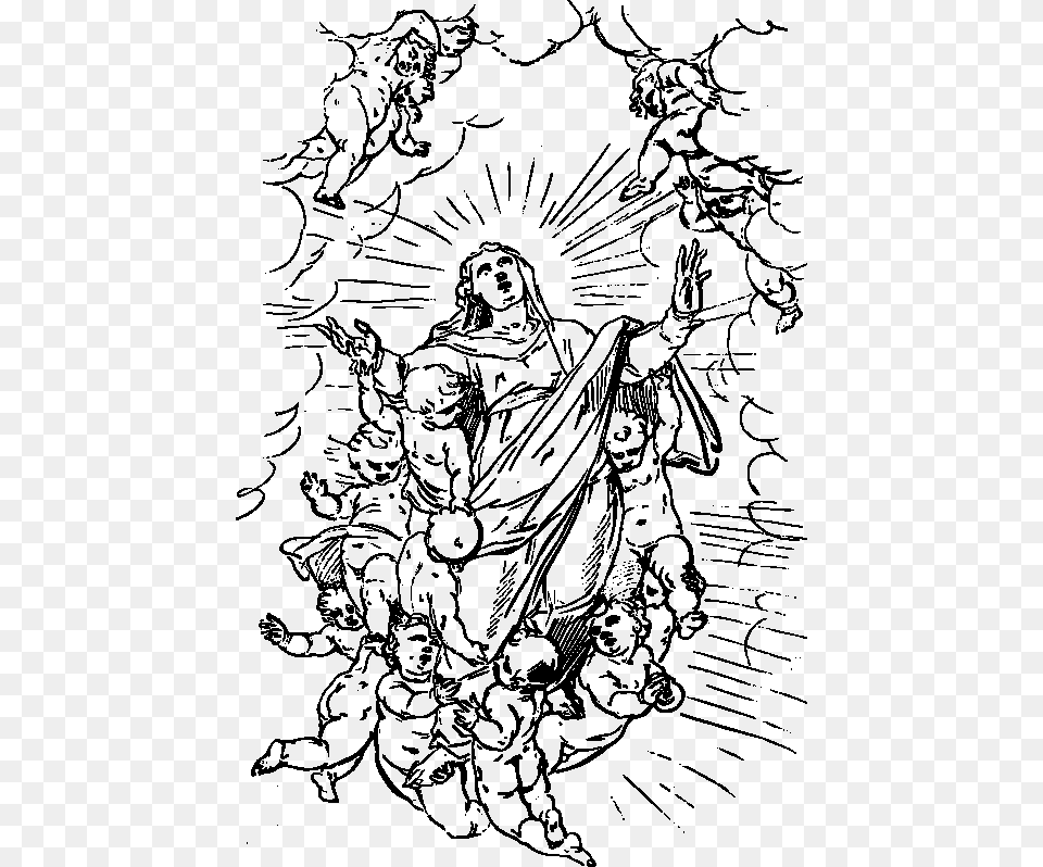 Input Angels Raising The Virgin Mary To Heaven, Gray Png Image