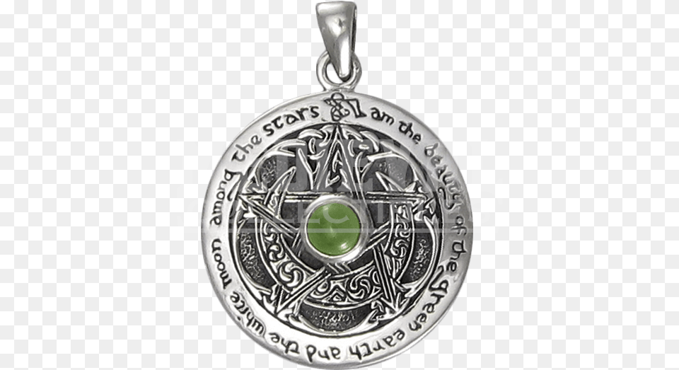 Inscribed Silver Crescent Moon Pentacle Pendant With, Accessories, Jewelry, Locket Free Transparent Png