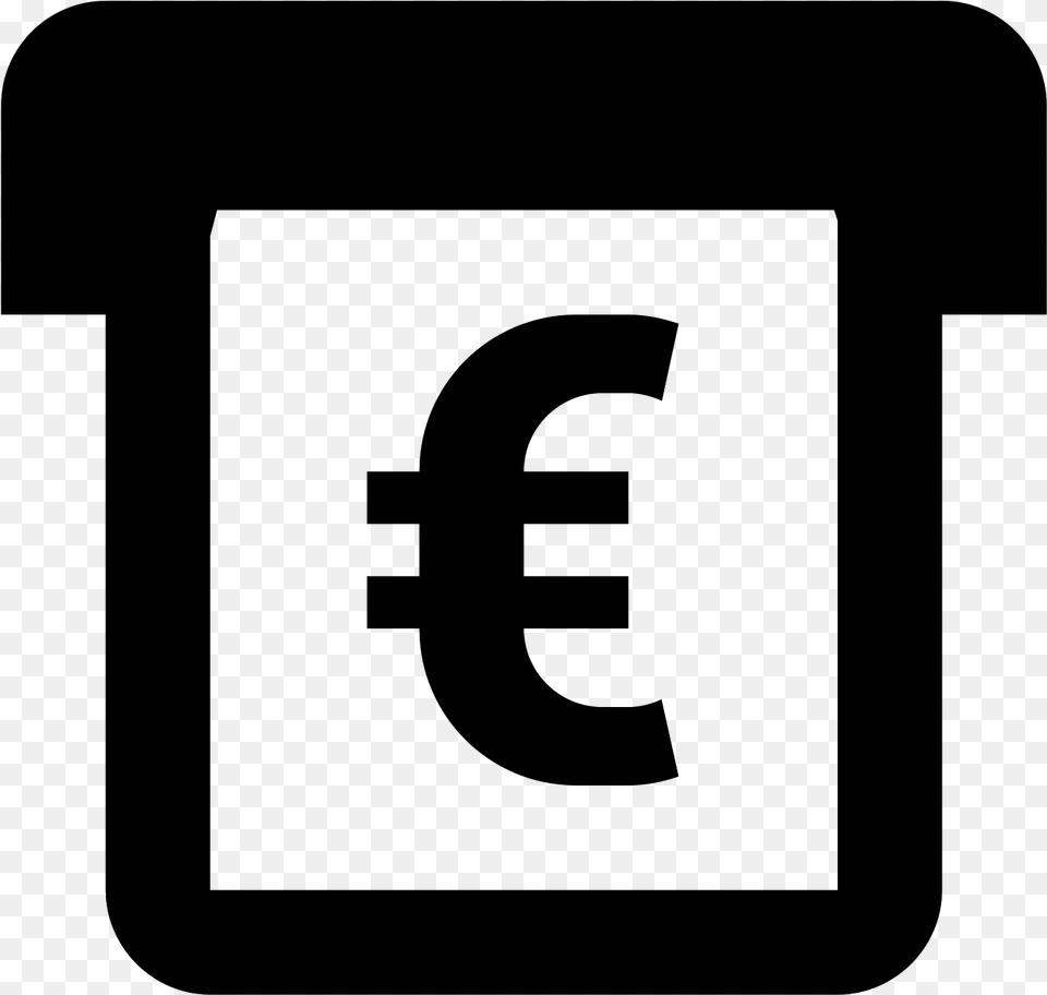 Insert Money Euro Icon Sign, Gray Png Image