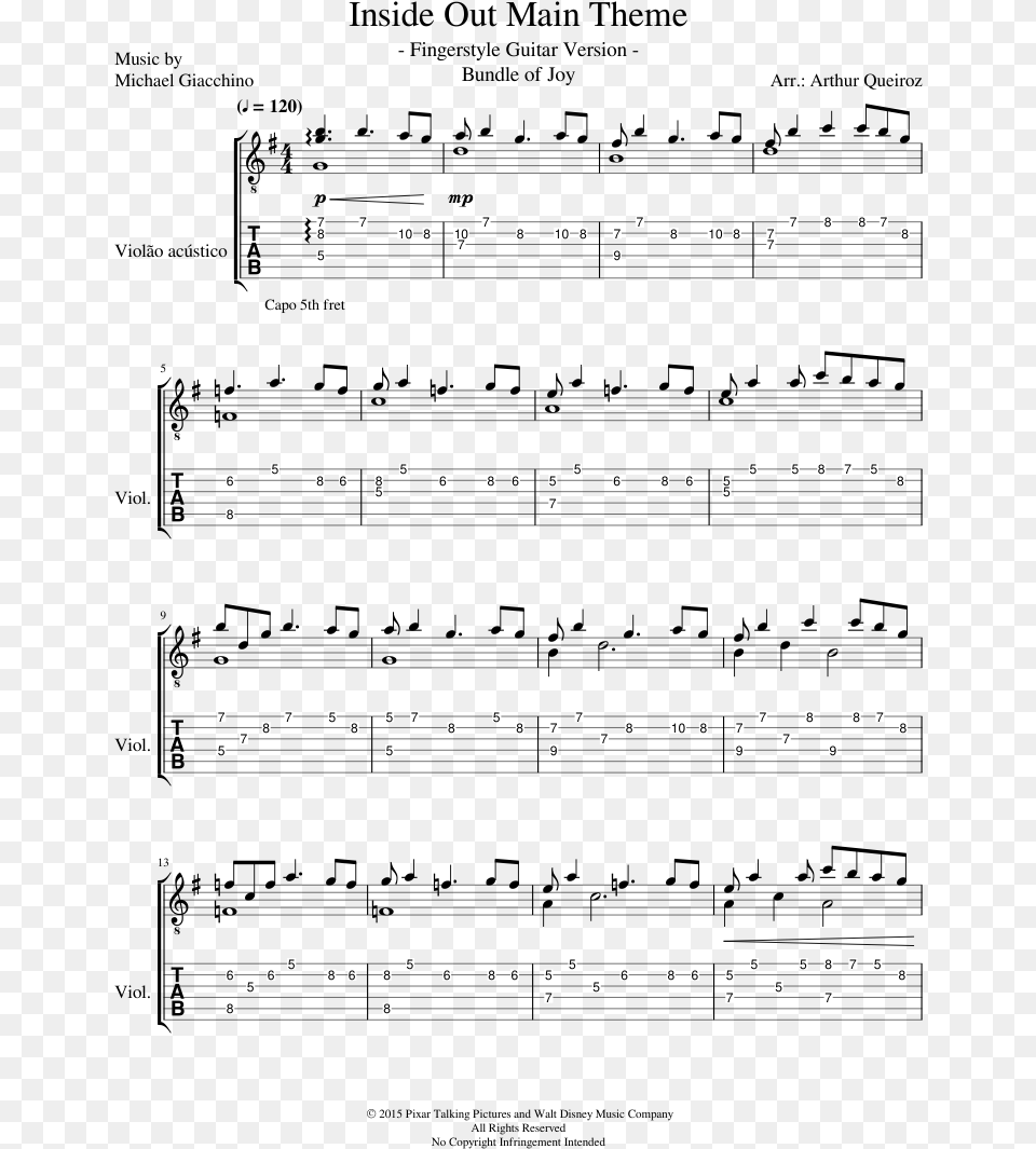 Inside Out Main Theme Never Promised You A Rose Garden Sheet Music, Text Png