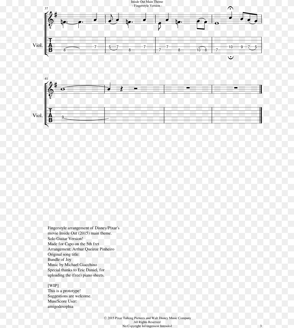Inside Out Main Theme Sheet Music Composed By Arr Sheet Music, Nature, Night, Outdoors Free Png Download