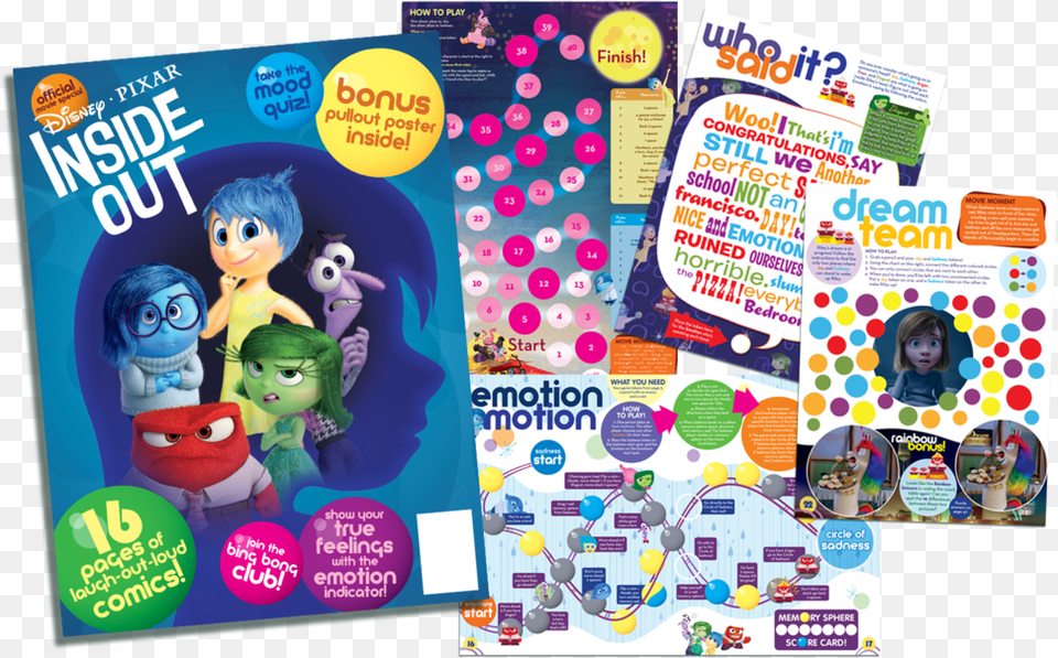 Inside Out Movie Magazine, Advertisement, Poster, Person, Baby Free Png