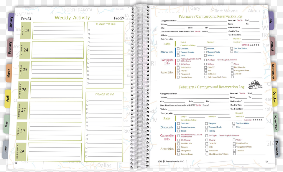 Inside Rv Travel Planner Planner Ideas For 2020 Monthly, Page, Text Free Png