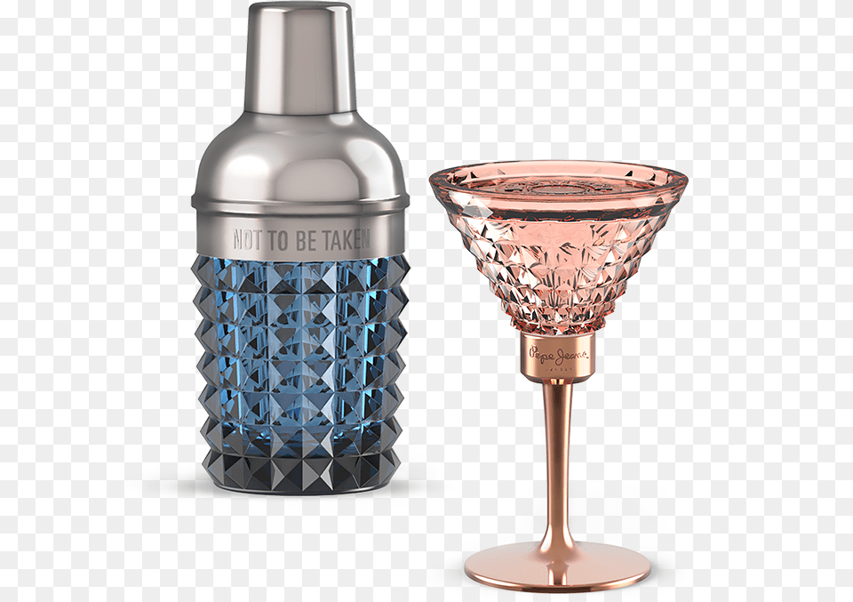 Inspired In A Sophisticated Martini Glass For Her And Perfume Pepe Jeans Copa, Bottle, Shaker Png Image