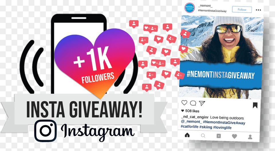 Instagram 1k Followers Giveaway, Advertisement, Poster, Woman, Adult Free Png Download