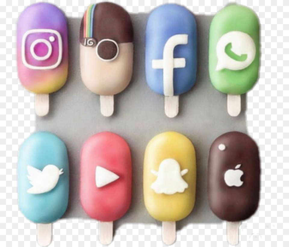 Instagram Facebook Snapchat Whatsapp Twitter Youtube Dessert, Food, Ice Pop, Sweets, Cream Png