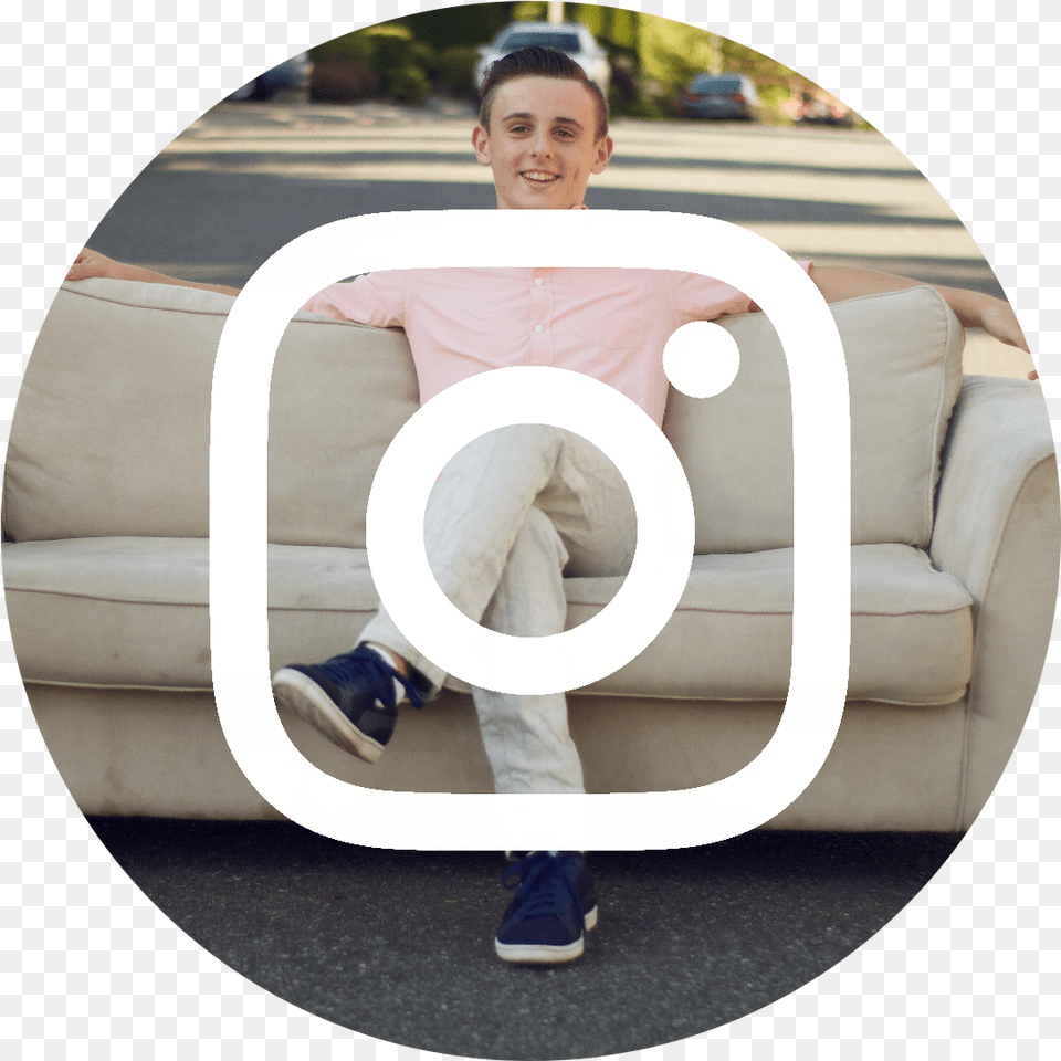 Instagram Icon White On Black Circle Sitting, Photography, Furniture, Couch, Shoe Png Image