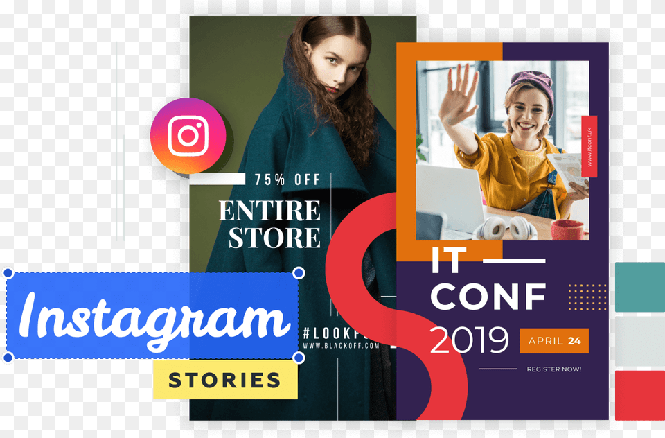 Instagram Story Maker Online Create Ig Video Stories Crello Happy, Advertisement, Poster, Girl, Child Free Png