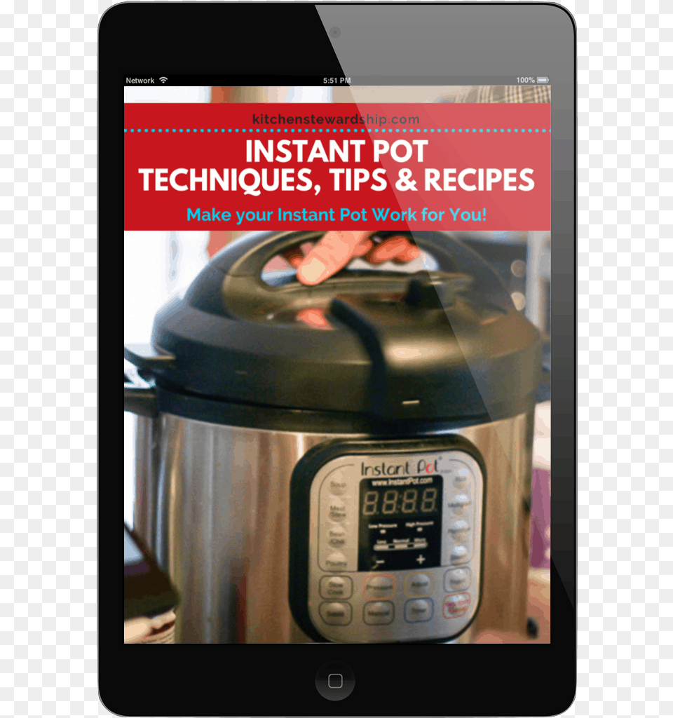 Instant Pot Guidebook Cover On And Ipad Rice Cooker, Cookware, Appliance, Device, Electrical Device Free Png Download