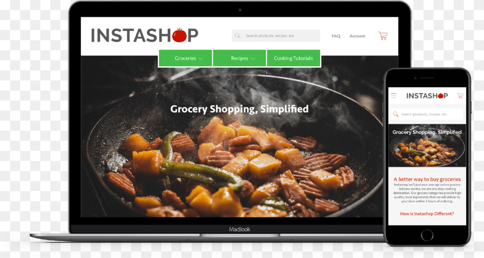 Instashop Homepage Final Design Food, Cooking Pan, Cookware, Meal, Lunch Free Png Download