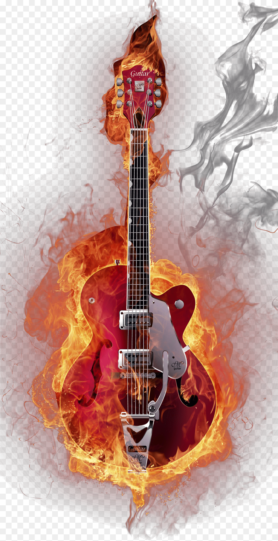 Instruments Downloads Feux Creative Guitar Visual Flame Electric Guitar Graphic Design Free Png Download