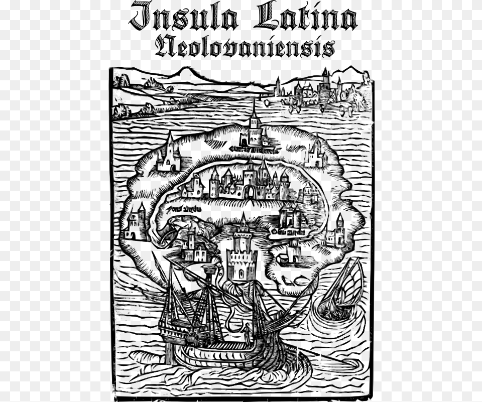 Insula Latina Neolovaniensis Utopia Thomas More Book Cover, Comics, Publication, Art, Drawing Free Png