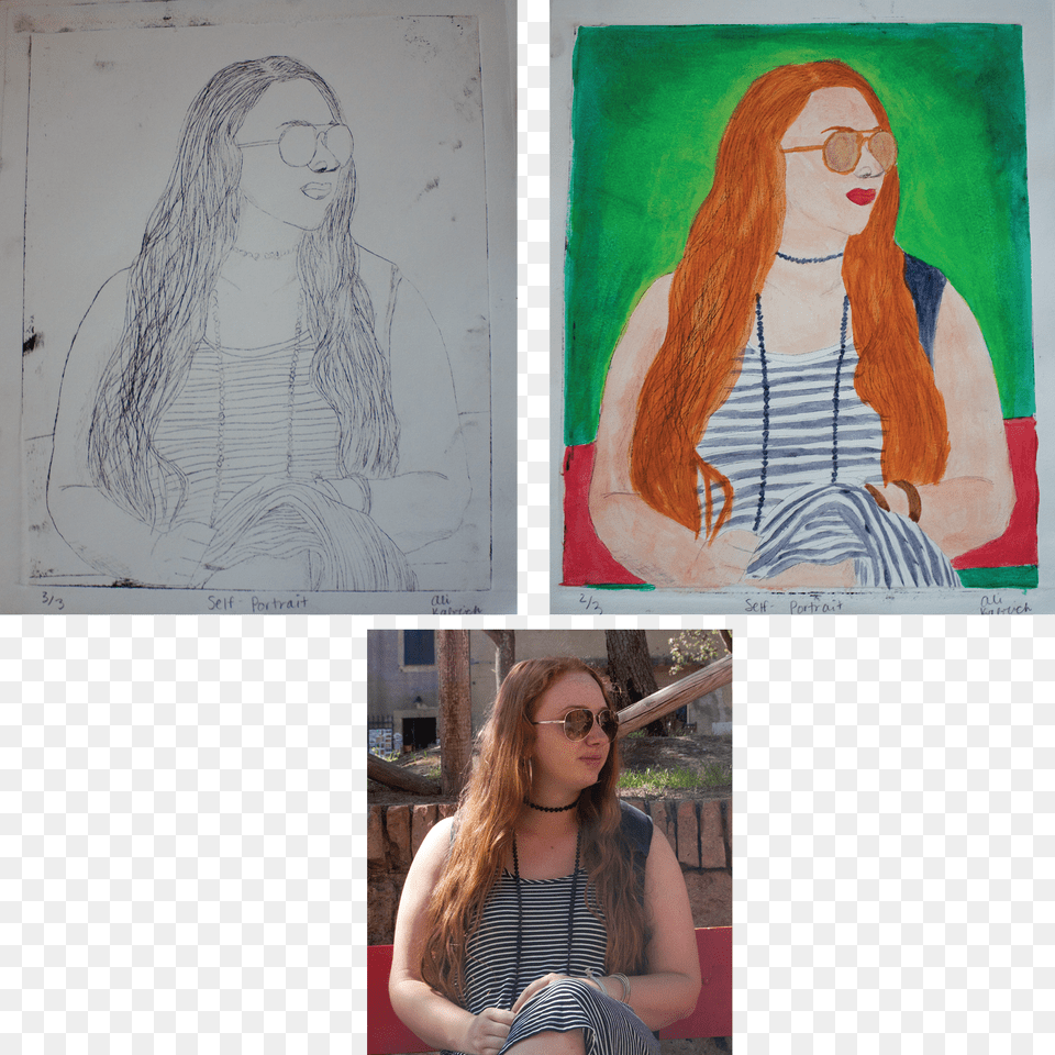 Intaglio Print From Plexiglass W Watercolor Sketch, Head, Person, Girl, Female Png