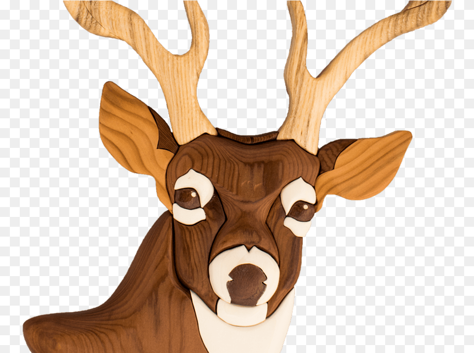 Intarsia Deer Head Bluegrass Wood Art Deer, Animal, Mammal, Wildlife, Elk Free Png