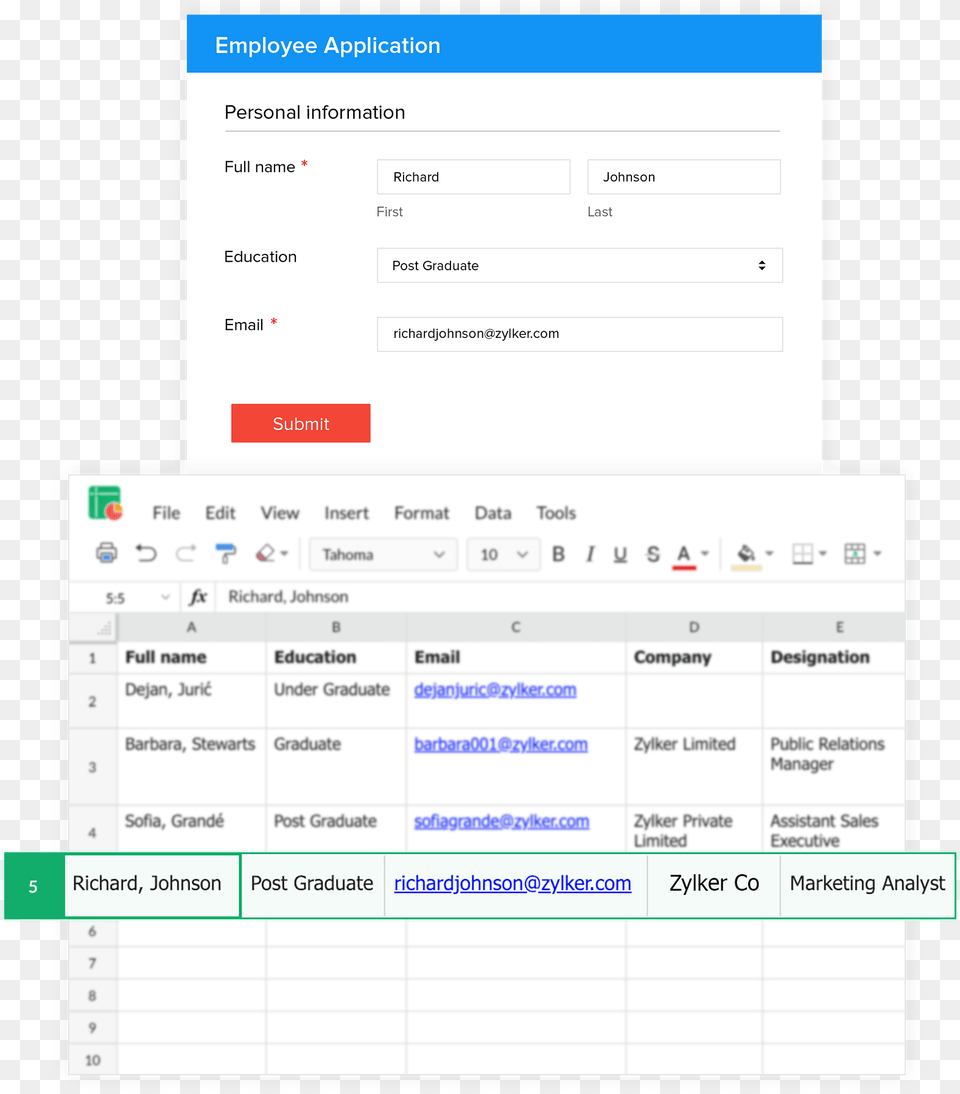 Integrate Zoho Sheet With Zoho Forms, File, Page, Text, Webpage Png Image