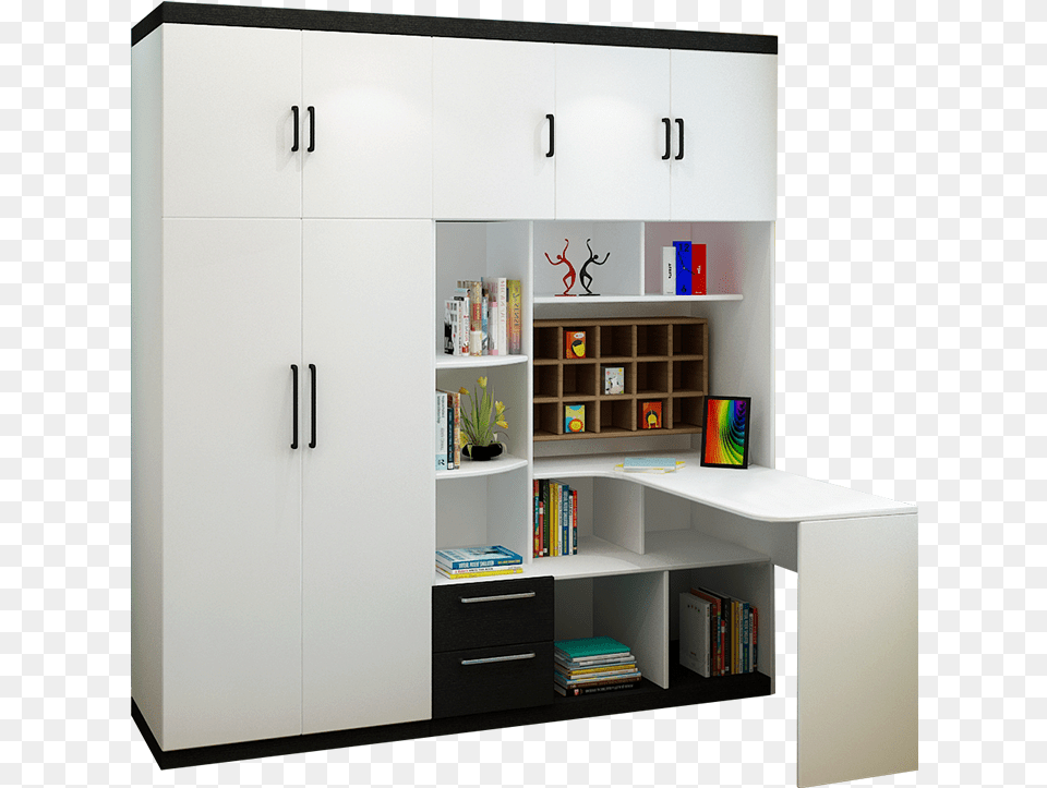 Integrated Closet And Desk, Cupboard, Furniture, Shelf, Table Free Png Download